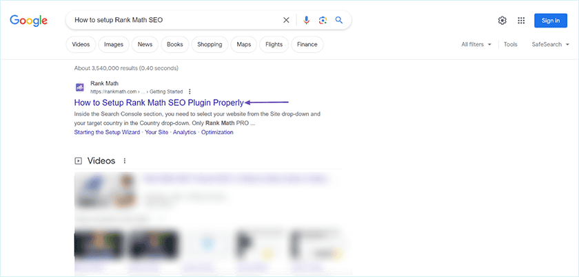 Sample Of Google Search Result For A Post