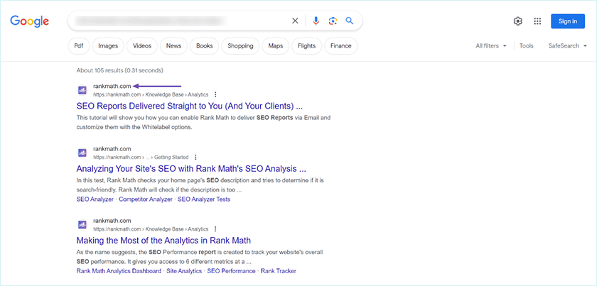Sample Of A Google Search Result With A Homepage Url