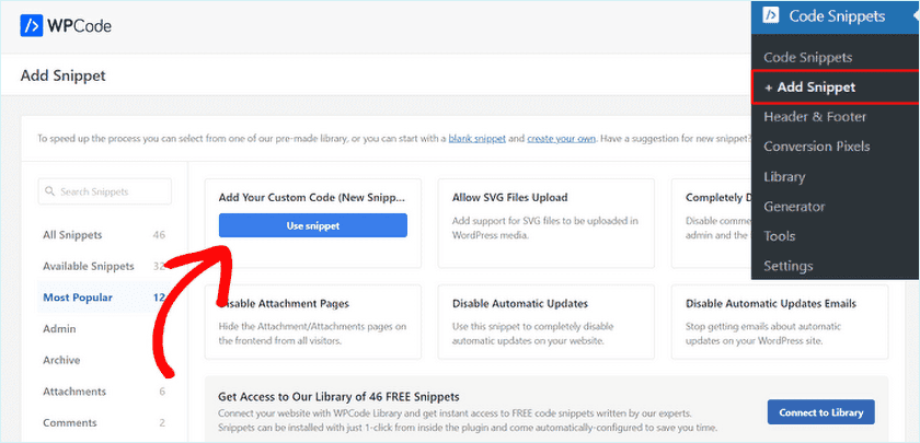 Choose Add Your Custom Code Option