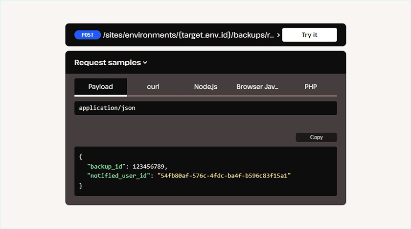 Kinsta Api Restore Backup