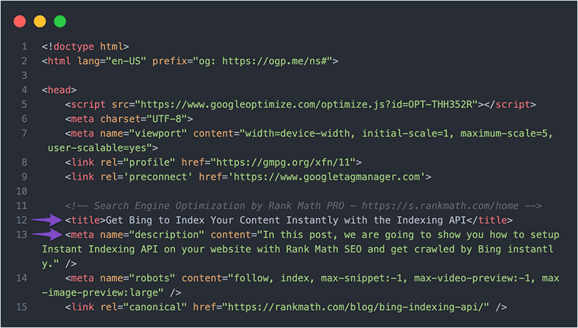 Check The Title And Meta Description Set In Pages Source Code