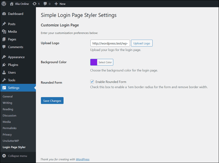 Simple Login Page Styler