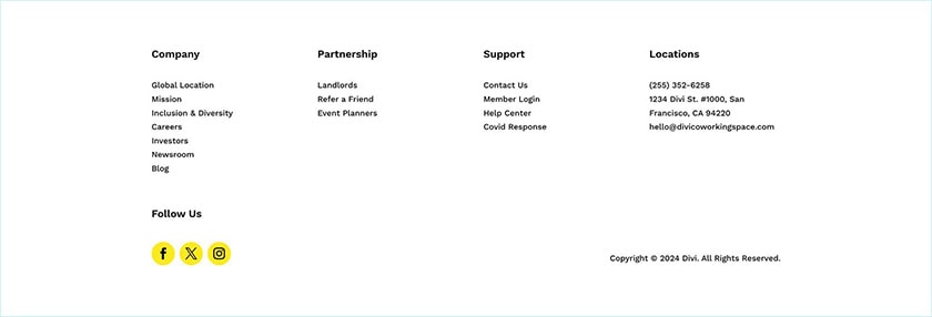 Coworking Space Footer Template