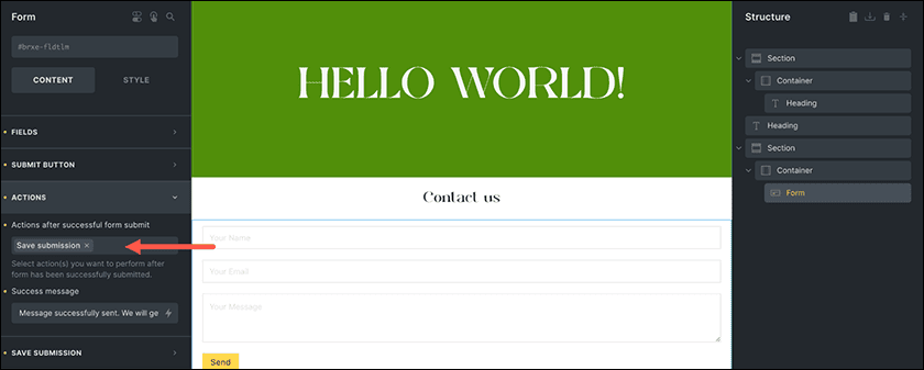 Save Submission Action