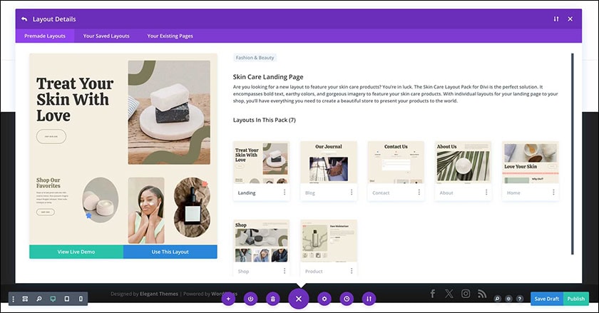 Skin Care Layout Pack For Divi
